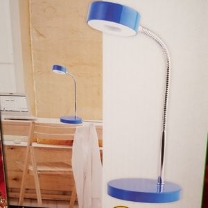 GLOBAL Blue Chrome goose neck desk lamp